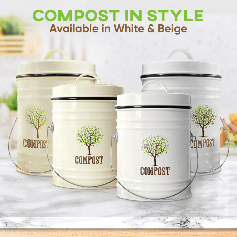 Norpro, White , 1 Gallon Ceramic Compost Keeper, One Size