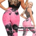 thumbnail image 4 of SEASUM Women's Butt Lift Yoga Leggings Tummy Control Tie Dyed Athletic Pants Textured Workout Running Tights Black & Pink L, 4 of 6