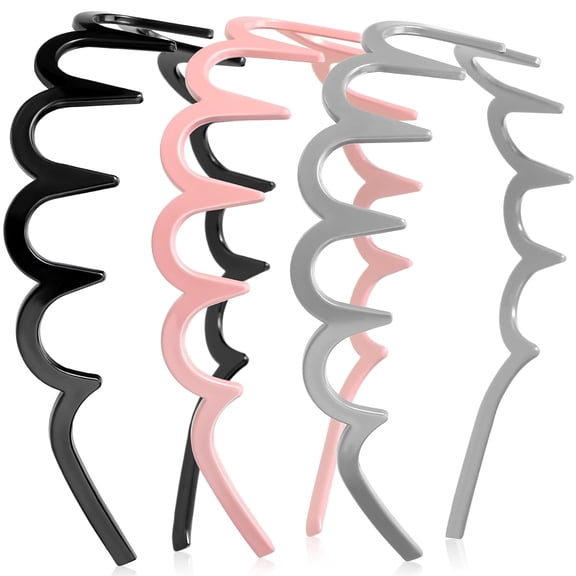 3 Pieces Zig Zag Headbands Comb Zigzag Plastic Hoop U Shaped Shark Tooth Hair Bands Black Zag Hairbands Wave Shape Plastic Hair Band for Women Girls Hair Accessory Styling