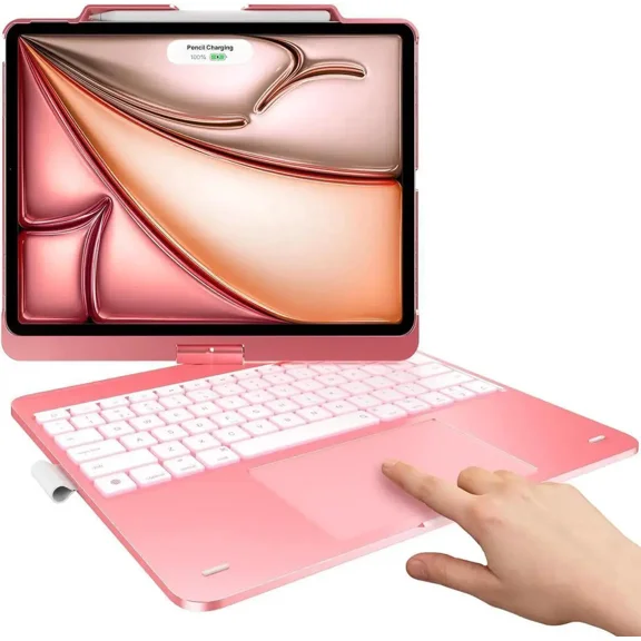 Keyboard Case for iPad Air 13 inch M4 2026 M3 2025 M2 2024 & iPad Pro 12.9 6th 5th 4th 3rd 2022 2021 2020 2018, Multi-touch Trackpad, 360 Rotatable & Swivel Keyboard, Backlit with Pencil Holder