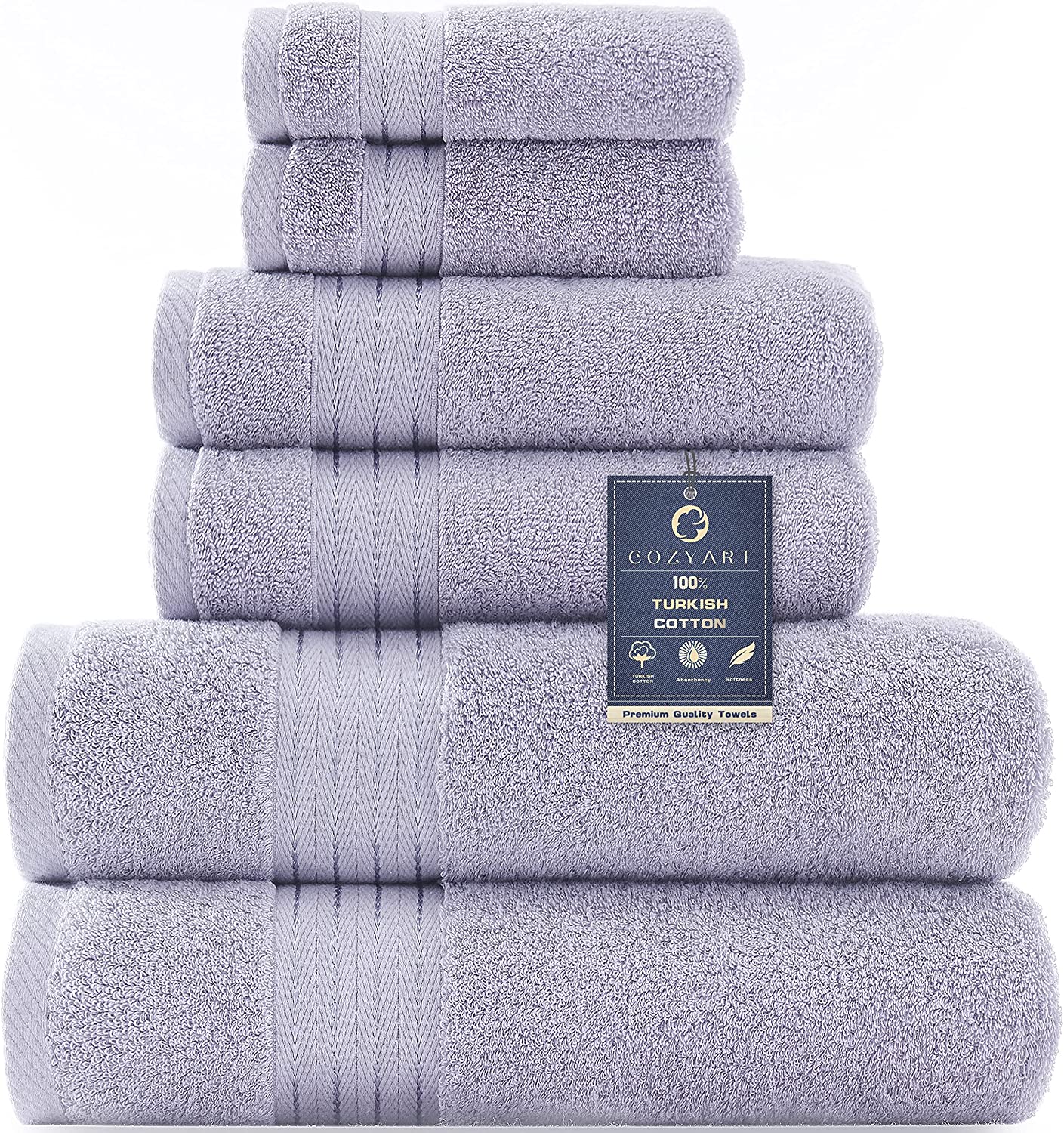 COZYART Lavender Luxury Bath Towels Set, Turkish Cotton Hotel Large