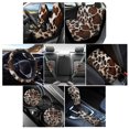 thumbnail image 2 of Renewold Brown Beige Cow Print 12 Pieces Car Seat Cover with Steering Wheel Cover, Seat Belt Strap Wrap Cover Armrest Pad Handbrake Cover Gear Shift Cover+Truck Vans Sedans Cup Holder Coasters, 2 of 7