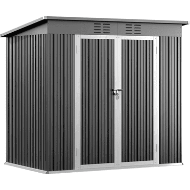 Lofka 6x4ft. Outdoor Storage Shed, Metal Garden Storage Shed with Double Lockable Door for Patio & Backyard, Gray