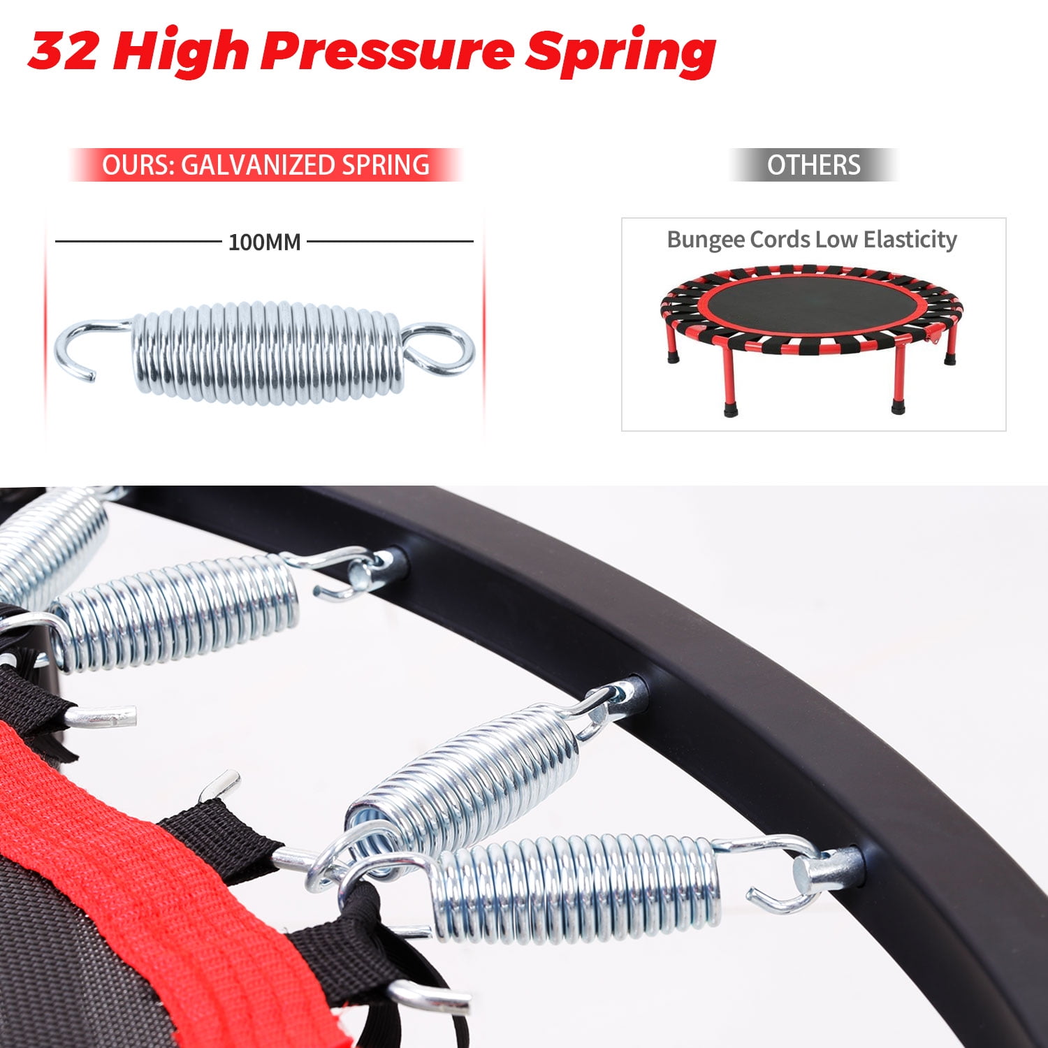 Triple Tree Mini Trampolines for Adults and Kids with Armrest Handle, 40.00" x 40.00" x 45.60"