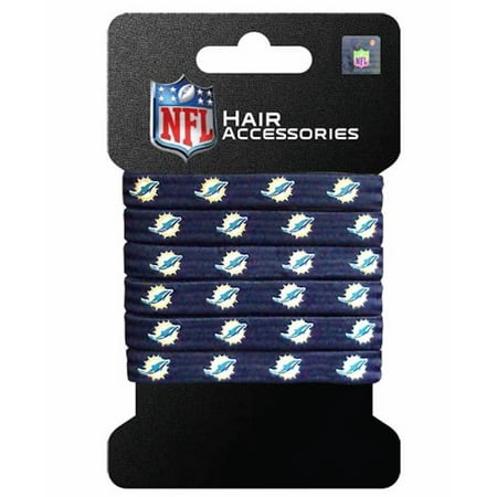 NFL Miami Dolphins Hair Accessory 6-Elastic Ponytail Bands