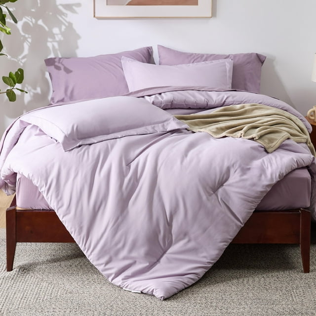 Juego de edredón Bedsure Queen de 8 piezas, forro polar suave de color púrpura grisáceo