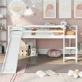thumbnail image 2 of Twin Size Loft Bed Frame with Slide, Multifunctional Design Wooden Loft Bed with Safety Guard Rails and Ladder for Bedroom, Apartment, Dorm, Easy Assembly, Mattress Not Included, White, 2 of 9