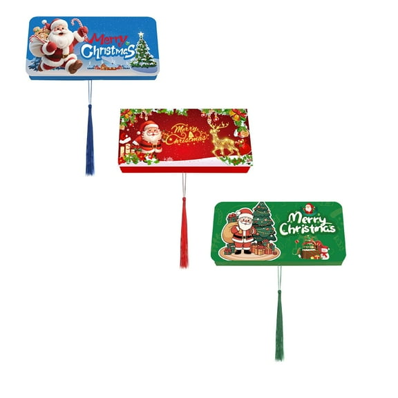 Festive Red Christmas Money Holder Box, 10-Slot Santa Design Gift Box Set of 3 for Holiday Cash Gifts