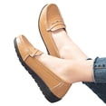 thumbnail image 4 of Miluxas Women's Business Loafers Work Casual Flats Shoes Lightweight Penny Leather Slip On Walking Shoes Khaki 7.5(40), 4 of 6
