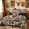 thumbnail image 3 of meiyoeat Retro Camouflage Letter D Twin Bedding for Men Boys, Hunting Duck Print Bedding Comforter Set, Black Reversible, 7-Piece, 3 of 6