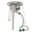 thumbnail image 3 of Bayou Classic 1135 10-qt Stainless Fish Cooker Includes 10-qt Fry Pot w/ Lid and Basket 5in Fry Thermometer 4-in Cast Aluminum Burner 5-psi Regulator w/ 36-in Stainless Braided Hose, 3 of 5