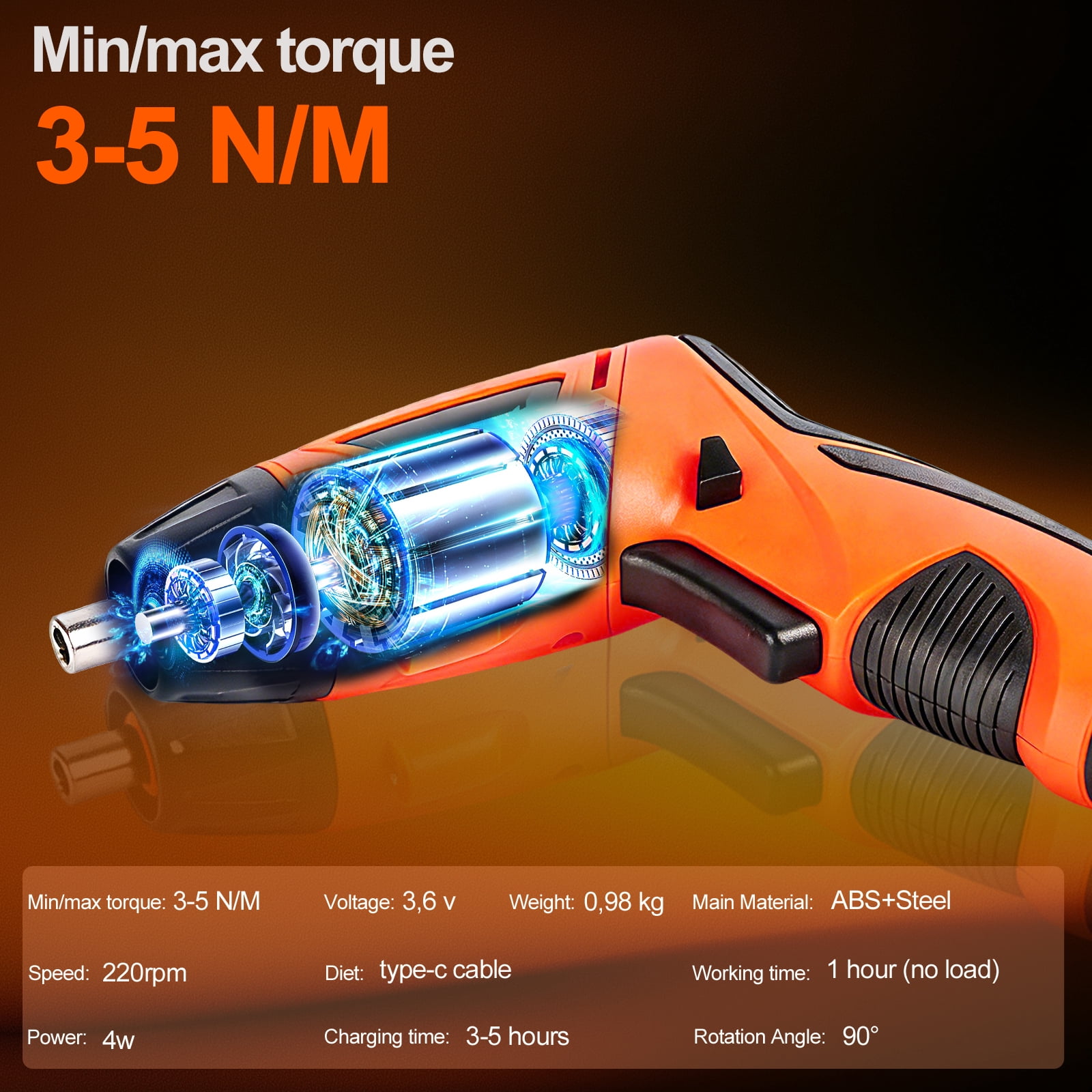 Small Hand-Held Electric Screwdriver Electric Screwdriver Set Handheld cordless drill Rechargeable Tool Can Be Rotated 90° Foldable Hand Drill Screwdriver Head 47-Piece Set with LED Light
