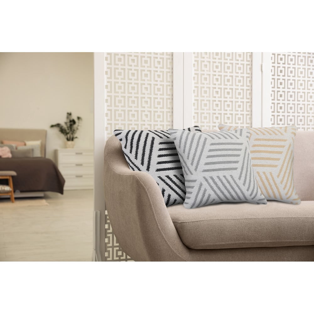 Ox Bay 20" x 20" Hand-Woven White/ Grey Geometric Organic Cotton Pillow Cover