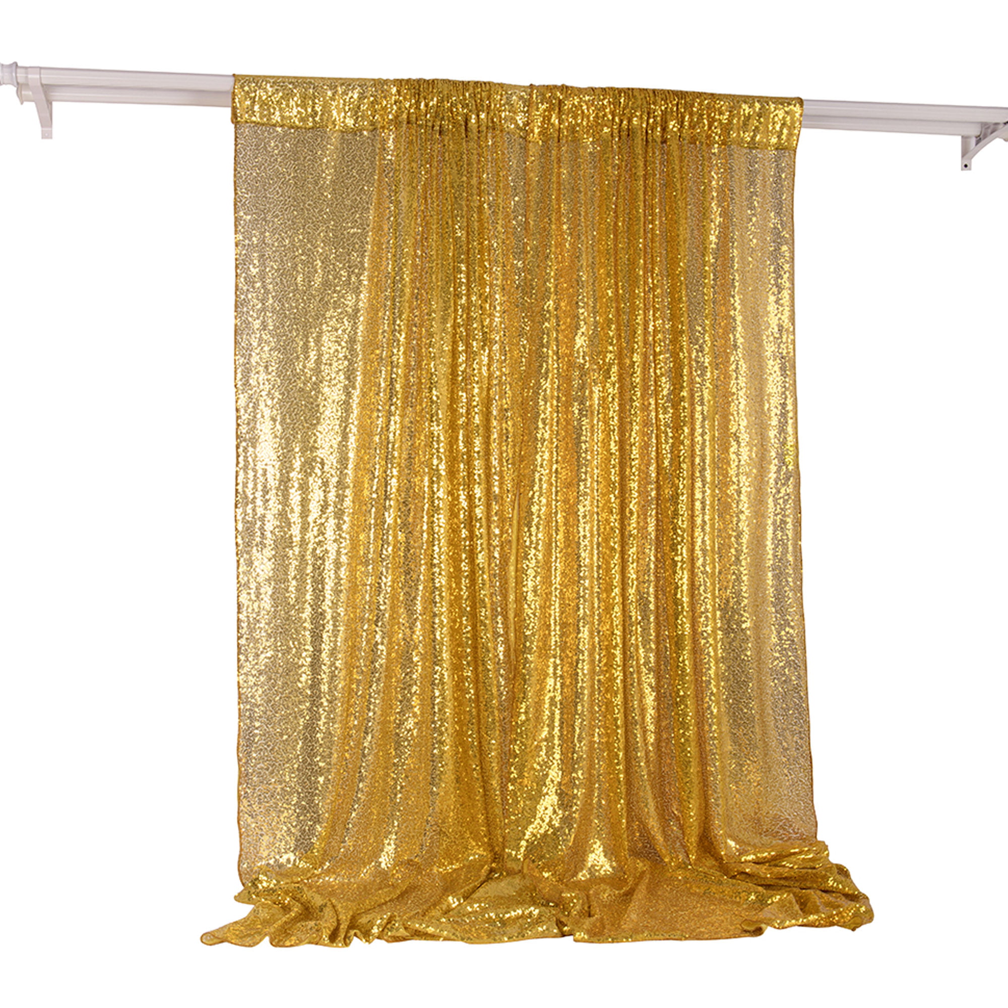 Gold Satin Poise3EHome 2 Panels 3FtX7Ft Not See Through Sequin Photography Backdrop Glittery Thick Satin Wedding Party Sequin Curtain 