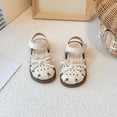 thumbnail image 6 of SGFCWSX Girls Closed Toe Sandals Bow Lace Decor Ankle Strap Soft Non-Slip Sole Summer Casual Shoes for Outdoor Daily Party Wear Beige Size 11 Little Kids, 6 of 6