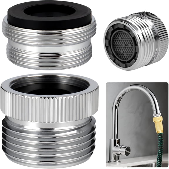 DUKOU Sink Hose Adapter with Aerator, Faucet to Garden Hose Adapter for Bathroom and Kitchen, Sink Hose Attachment with 3/4 Inch Thread Chrome