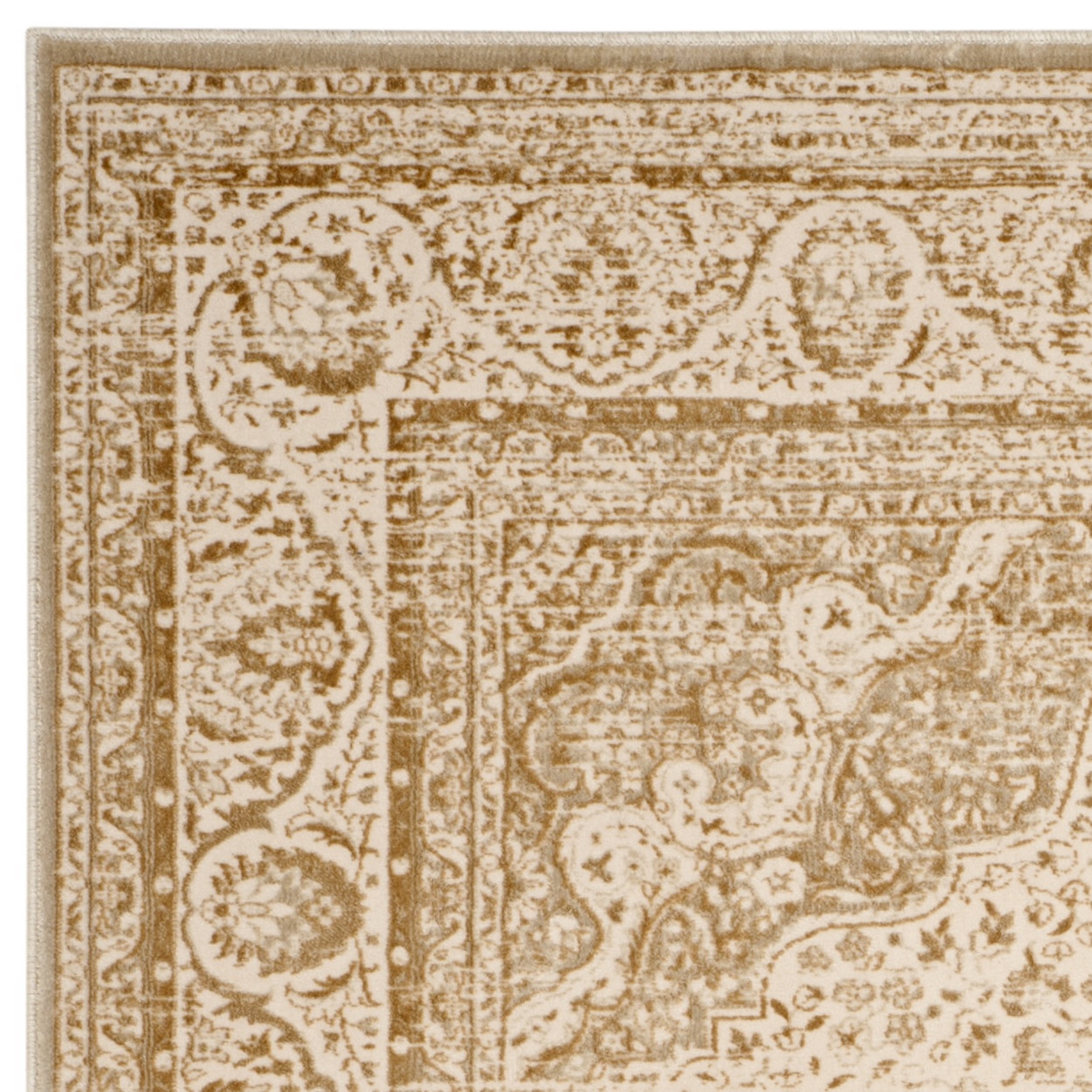 SAFAVIEH Noble Jaron Floral Bordered Area Rug, Light Beige/Cream, 4' x 5'7"
