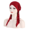 thumbnail image 2 of Herrnalise Women Solid India Muslim Ruffle Chemo Hat Headwear Head Wraps Turbans Beanie Cap Headwraps, 2 of 2