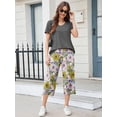 thumbnail image 2 of Chiclily Women's Lounge Set Short Sleeve Shirt and Wide Leg Capri Pants Sweatsuit with Pockets 2 Piece Pajamas Set, Size M, 2 of 9