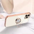 thumbnail image 3 of Compatible with Rose Gold iPhone 13 Mini Case for Women Girls Kickstand Ring Holder 360 TPU Rotation Case with Stand Plating Edge Work with Magnetic Mount Slim Luxury Girly Cover Case White, 3 of 16