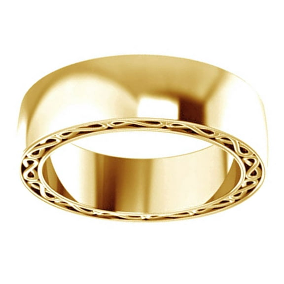 Infinity Side Style Comfort Fit Men's Band Ring In 14K Solid Yellow Gold , Size-4