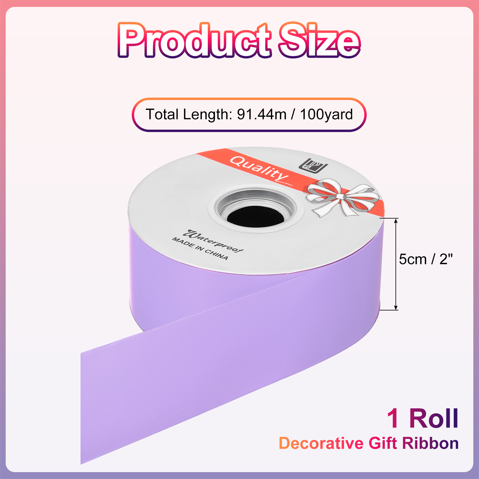 Uxcell Gift Ribbon, (100 yd x 2 Inch, Purple), Plastic Ribbon Roll Balloon String, Suit for - Birthday Parties/Gift Wrapping/Wedding Party/Decorations Flower/Bouquets Bow Making