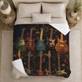 thumbnail image 5 of Electric Guitars with Starry Lights on Black, Energetic Retro Concert Motif for Guitar Lovers, Birthday Gift, Cozy Flannel Blanket for Game Room and Dorm, Retro Home Decor, 5 of 9