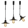 thumbnail image 1 of FSLiving Adjustable Height Track Pendnat Light J-Type Retractable Lift Track Spotlight with Telescoping Rod Adjustable Gimbaled Lamp-Post Juno Track DIY Retro Cover Lamp, Black - 3 Lights, 1 of 7