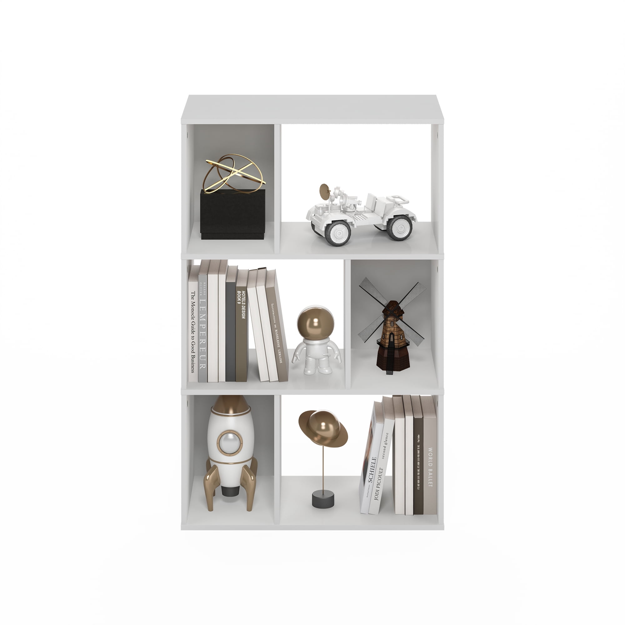 Furinno Daly 6-Cube Irregular Cubes Bookcase, Bookshelf, Storage Organizer, White