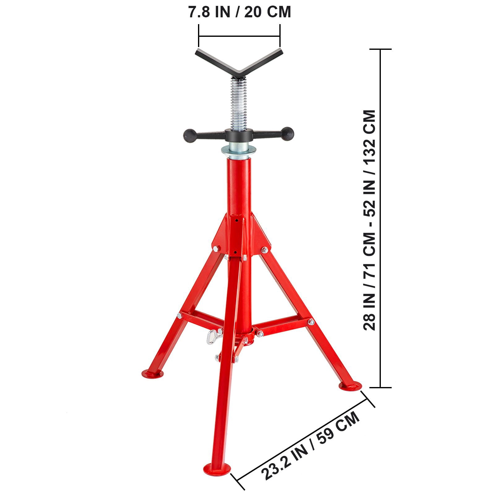 V Head Pipe Stand Adjustable Height 28-52",Pipe Jack Stands 2500 LB. Capacity,Folding Portable Pipe Stands 1/2 to 12"Pipe Supporting,Steel Jack Stands
