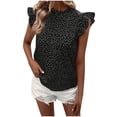 thumbnail image 2 of Blouses pour Femmes, Mode Manches à Volants à Pois Manches Courtes Col Rond Haut, 2 of 7