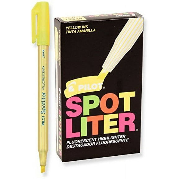 Pilot Spotliter Fluorescent Highlighters, Chisel Tip, Yellow, Dozen Box (45011)