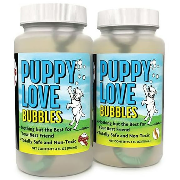 Puppy Love Bubbles: 2 Pack Combo - Bacon & Peanut Butter Scented - 4oz Bottles, Scented Bubbles For Dogs, Non-Toxic & Allergen Free, Combine Toy & Treat