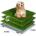 thumbnail image 4 of Dog Grass Pad with Tray,Dog Grass Potty Litter Box with Fake Grass Patch Washable Pee Pads, Artificial Dog Grass Bathroom Turf for Puppy Training (Gray Tray + 3 Grass Pads for Replacement) 21"x17", 4 of 10