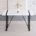 thumbnail image 4 of JUFU 55'' White imitation marble Dining Table with Black Metal Legs, Modern Kitchen Table for 4–6, 4 of 6