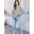 thumbnail image 3 of Women'S Oversized Sweater Autumn Fashion Trendy Batwing Sleeve Colorblock Striped Knit Pullover Grey M, 3 of 4