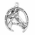 thumbnail image 1 of Sterling Silver 30" .8mm Stallion Horse Head Facing Right In A Horseshoe Pendant Necklace, 1 of 2