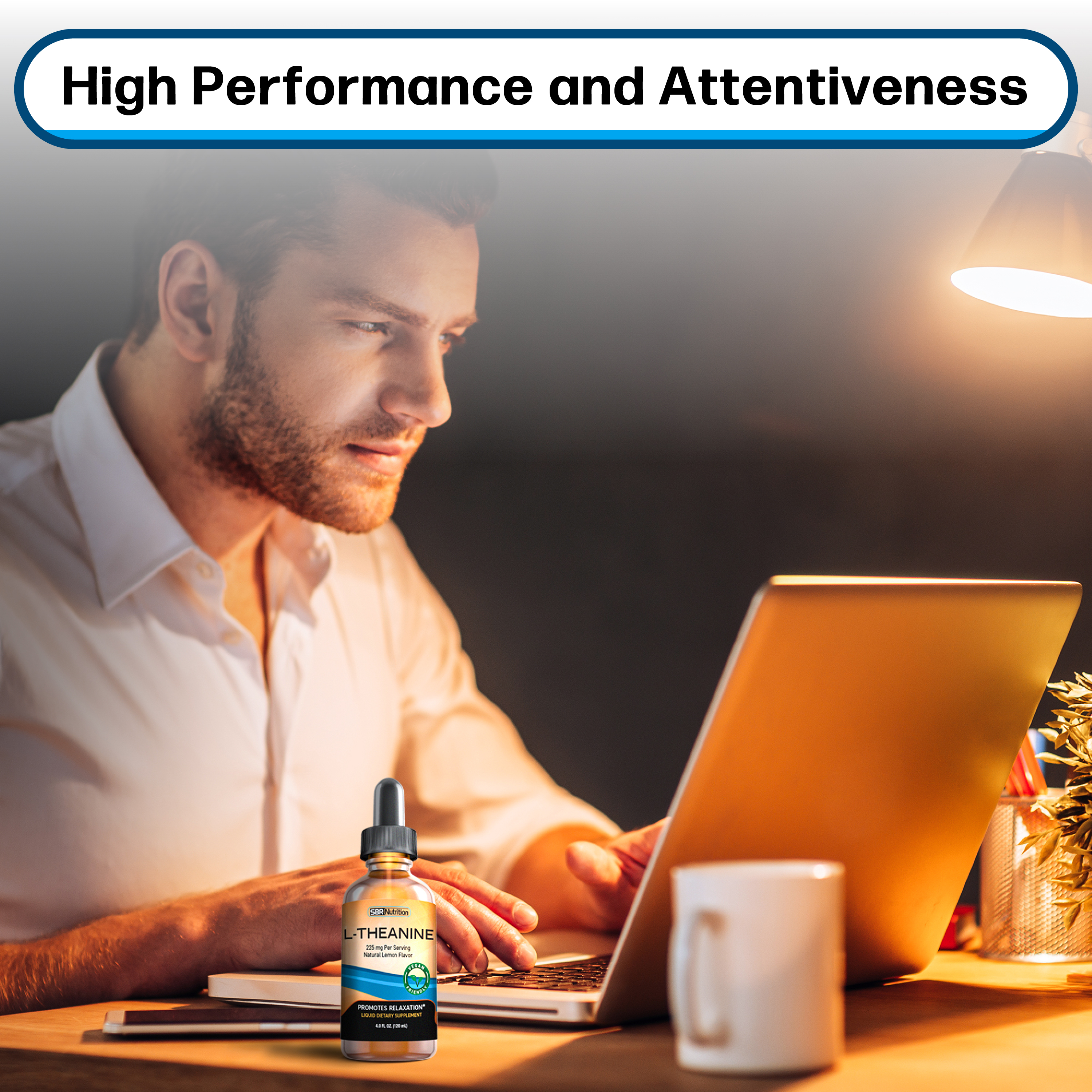 MAX ABSORPTION Liquid L-Theanine Drops | All Natural, Vegan, Alcohol Free, Non-GMO | for Stress Relief, Relaxation, Focus Without Drowsiness | Synergistic with Coffee or Caffeine