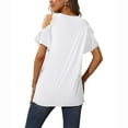 thumbnail image 5 of USSUMA Women Tops Dressy Casual Cold Shoulder Tops For Women Round-Neck Trendy Shirts Casual Summer Shirts Cute Lace Blouses T-Shirt Top Female Tops, 5 of 7
