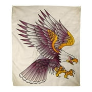 ASHLEIGH Throw Blanket Warm Cozy Print Flannel Bald Eagle Attacking Old School Tattoo Raster Check My Portfolio for Options Comfortable Soft for Bed Sofa and Couch 50x60 Inches