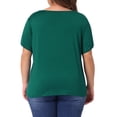 thumbnail image 3 of Camisetas de verano de talla grande para mujeres Agnes Orinda para el Día de San Patricio, blusas básicas de encaje con cuello en V y mangas cortas 3X en verde oscuro, 3 of 6
