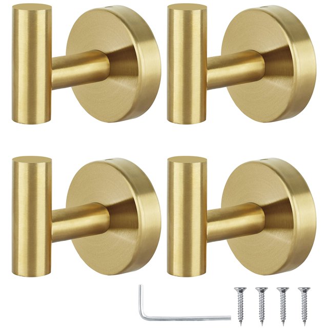 Ganchos para toallas Homagic de acero inoxidable, resistentes, 4 paquetes, dorados