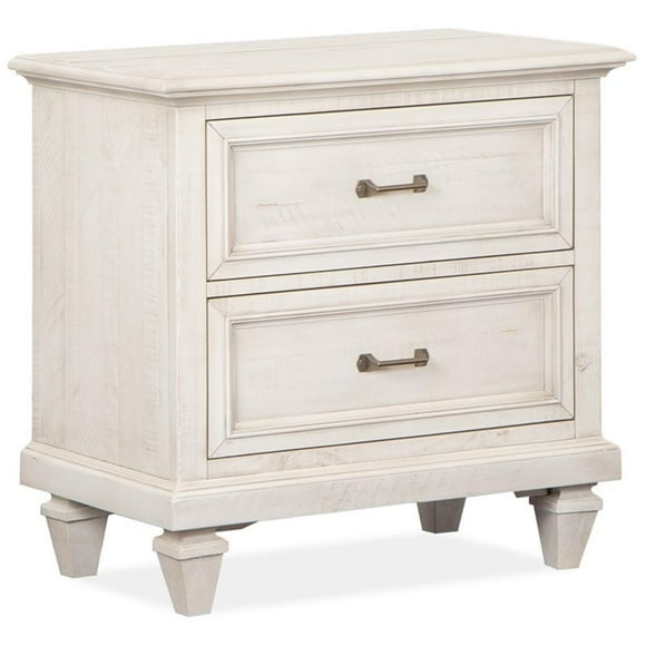 Magnussen Table de Chevet 2 Tiroirs en Bois de Pin Newport en Albâtre Doux
