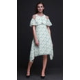 thumbnail image 3 of Bimba Tie-Dye Printed Womens Cold Shoulder Tunic Party Round Neck Shift Dress-Small, 3 of 6