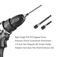 thumbnail image 3 of Destornillador eléctrico de 105 grados, adaptador de soporte de punta hexagonal magnética de 1/4 de pulgada y juego de 6 extensiones de vástago hexagonal, 3 of 8