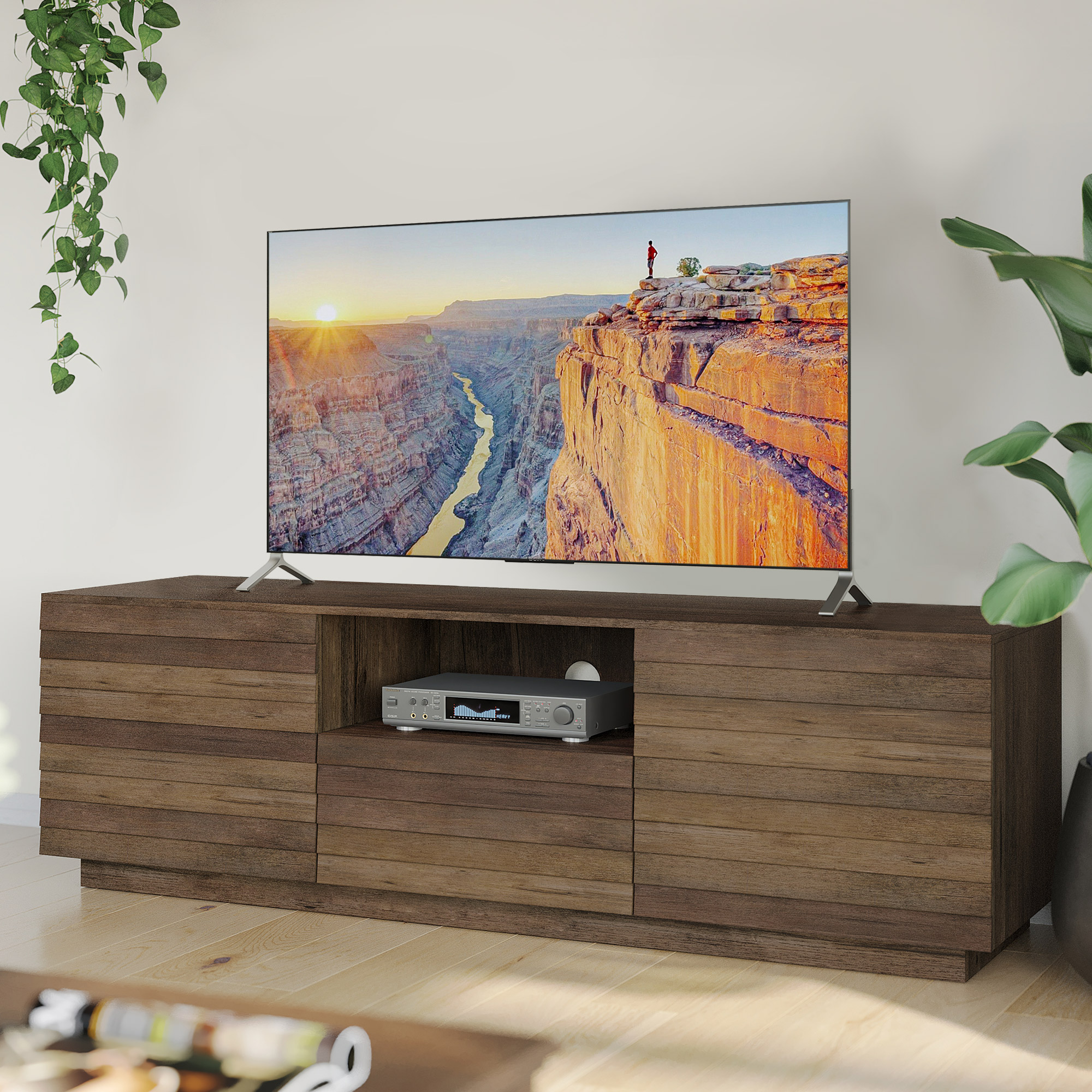 BELLEZE Modern Farmhouse 65" TV Stand for TVs Up to 75", Media Console