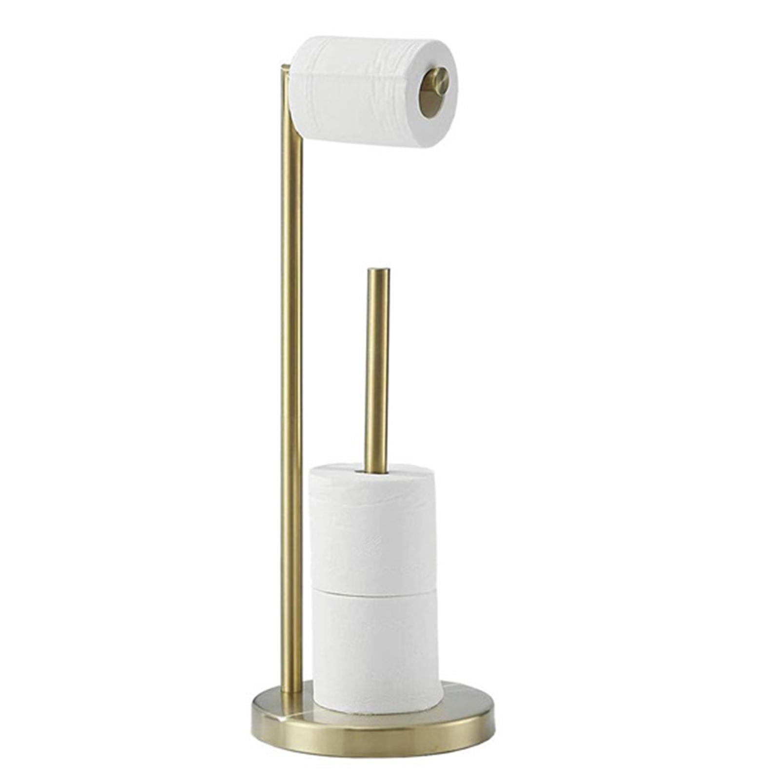Fiocias Toilet Paper Holder Stand Bathroom Rustproof Floor Holds 3 Rolls Stainless Steel Aureate