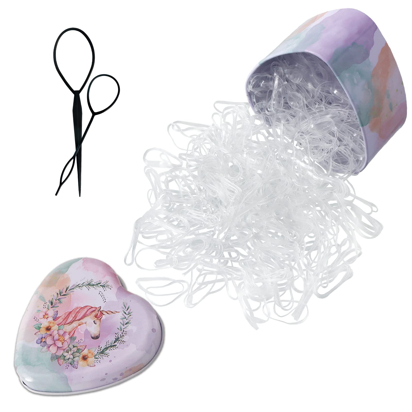 Elastic Hair Rubber Bands, 2000pcs Colorful Ponytail Elastics Holders