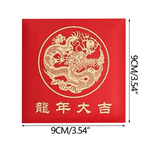 Bolsa de regalo con sobre rojo y estampado en caliente de lámina dorada para Año Nuevo 2024