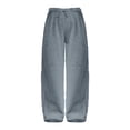 thumbnail image 4 of Blue Wide Leg Sweatpants Women's Fuzzy Plush Pajama Pants Elastic Waist Wide Leg Bottoms Pants Fashion Clothing, 4 of 4